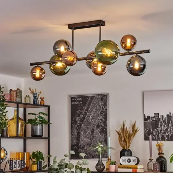 hofstein Sacoselo Plafonnier, Boule lumineuse Noir, 9 lumières* Lampes Modernes