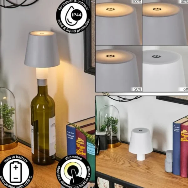 hofstein Salgadinho Lampe de table d'extérieur, Lampe à poser LED Blanc, 1 lumière* Lampes Modernes