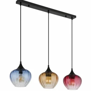 Luminaires Globo Lighting Sander Suspension Noir, 3 lumières* Lampes En Verre