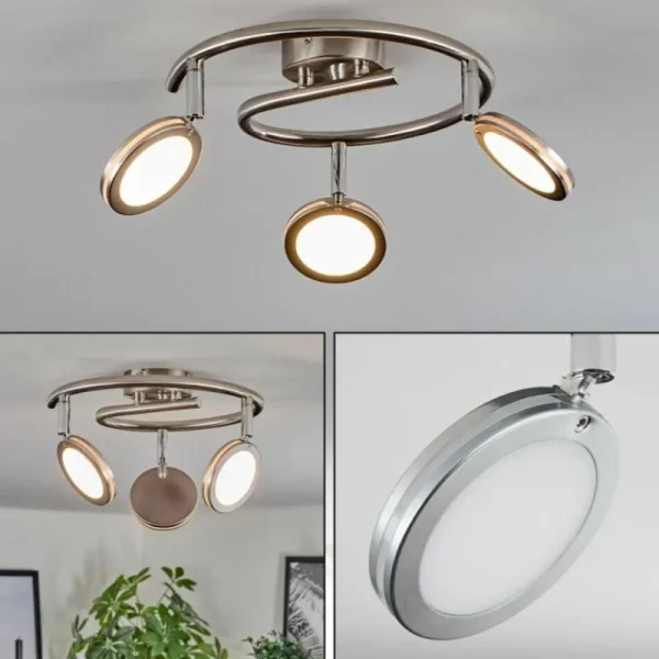 hofstein Sarnadinha Plafonnier LED Nickel mat, 3 lumières* Lampes Modernes