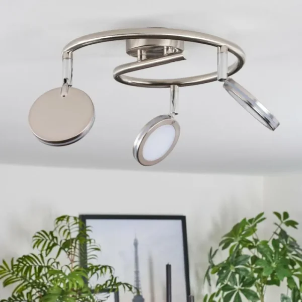 hofstein Sarnadinha Plafonnier LED Nickel mat, 3 lumières* Lampes Modernes