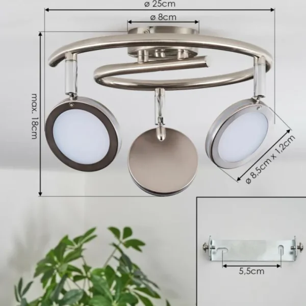 hofstein Sarnadinha Plafonnier LED Nickel mat, 3 lumières* Lampes Modernes