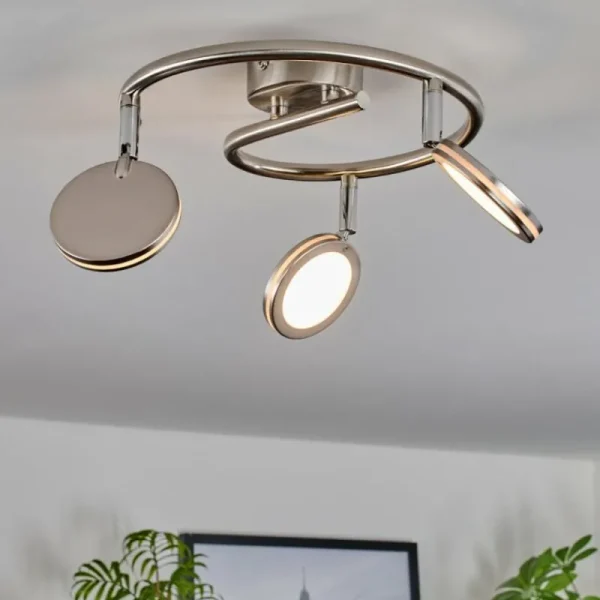 hofstein Sarnadinha Plafonnier LED Nickel mat, 3 lumières* Lampes Modernes