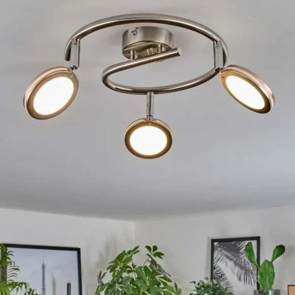 hofstein Sarnadinha Plafonnier LED Nickel mat, 3 lumières* Lampes Modernes