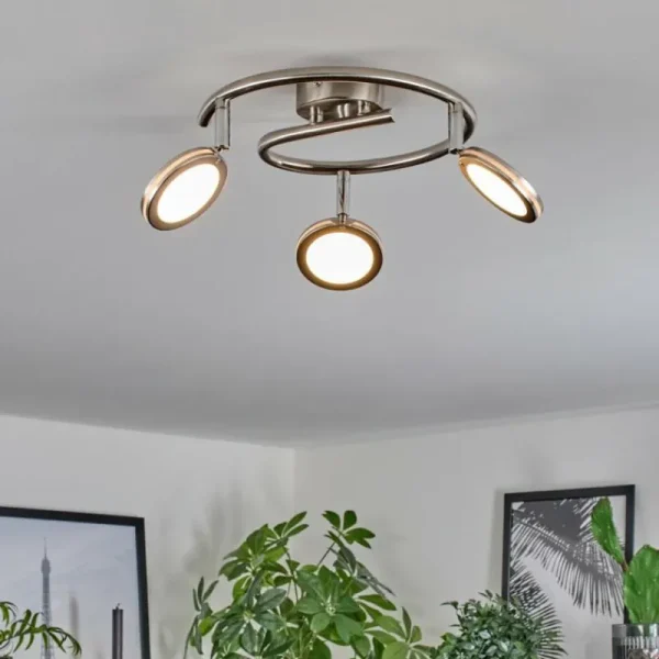 hofstein Sarnadinha Plafonnier LED Nickel mat, 3 lumières* Lampes Modernes