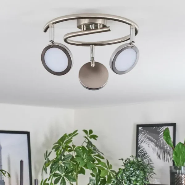 hofstein Sarnadinha Plafonnier LED Nickel mat, 3 lumières* Lampes Modernes