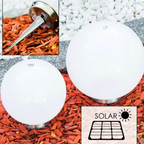 hofstein Set de boules lumineuses solaires LED Acier inoxydable, 2 lumières* Lampes Modernes
