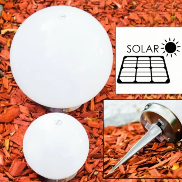 hofstein Set de boules lumineuses solaires LED Acier inoxydable, 2 lumières* Lampes Modernes