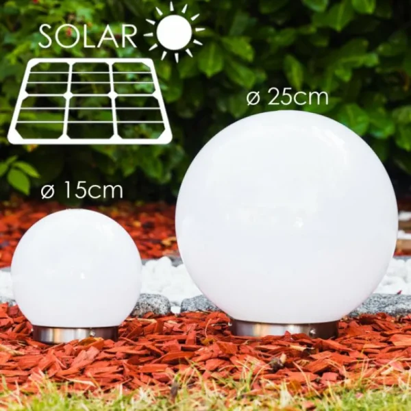 hofstein Set de boules lumineuses solaires LED Acier inoxydable, 2 lumières* Lampes Modernes