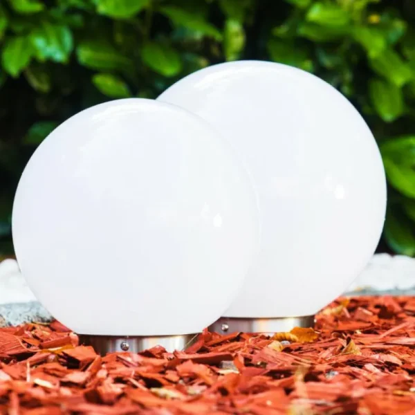 hofstein Set de boules lumineuses solaires LED Acier inoxydable, 2 lumières* Lampes Modernes