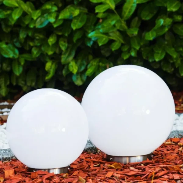 hofstein Set de boules lumineuses solaires LED Acier inoxydable, 2 lumières* Lampes Modernes