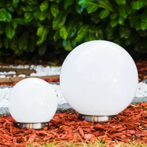 hofstein Set de boules lumineuses solaires LED Acier inoxydable, 2 lumières* Lampes Modernes