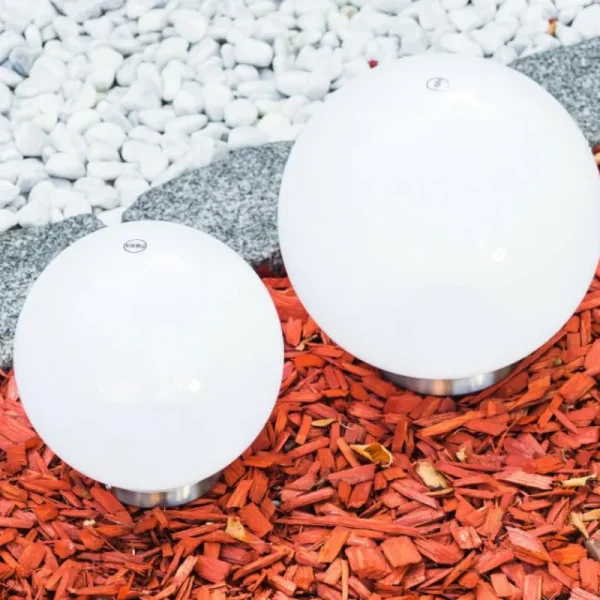 hofstein Set de boules lumineuses solaires LED Acier inoxydable, 2 lumières* Lampes Modernes