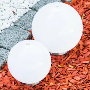hofstein Set de boules lumineuses solaires LED Acier inoxydable, 2 lumières* Lampes Modernes
