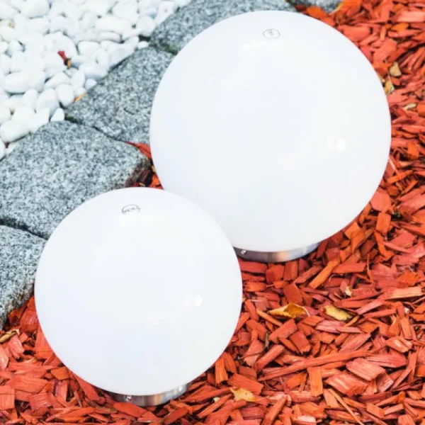 hofstein Set de boules lumineuses solaires LED Acier inoxydable, 2 lumières* Lampes Modernes