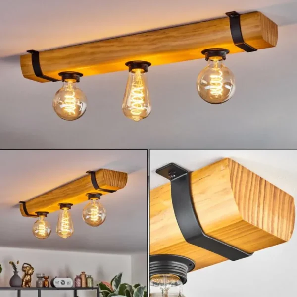 hofstein Skads Plafonnier Écru, Noir, 3 lumières* Lampes Modernes