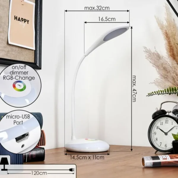 hofstein Sneslev Lampe de bureau, Lampe à poser LED Blanc, 1 lumière, Changeur de couleurs* Lampes Modernes
