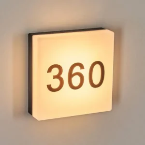 hofstein Sneslev Lampe murale d´extérieur, Numéro de maison lumineux, Applique murale Noir, 1 lumière* Lampes Modernes