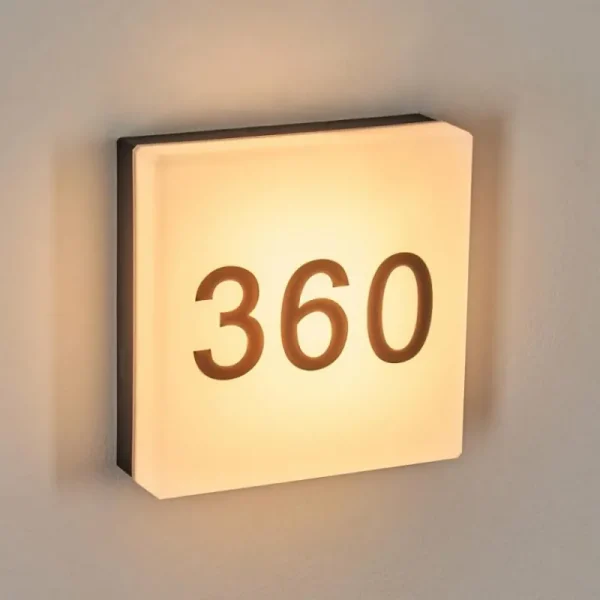 hofstein Sneslev Lampe murale d´extérieur, Numéro de maison lumineux, Applique murale Noir, 1 lumière* Lampes Modernes