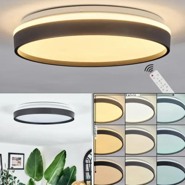 hofstein Sofo Plafonnier, Panel LED Blanc, 1 lumière, Télécommandes* Lampes Modernes