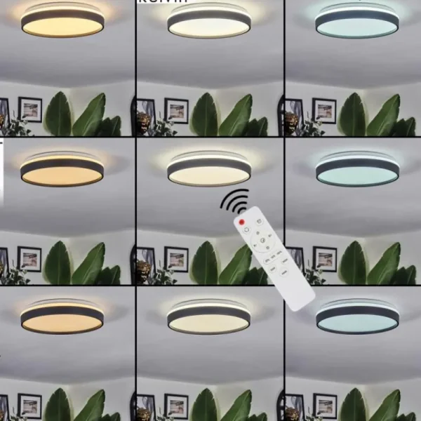 hofstein Sofo Plafonnier, Panel LED Blanc, 1 lumière, Télécommandes* Lampes Modernes
