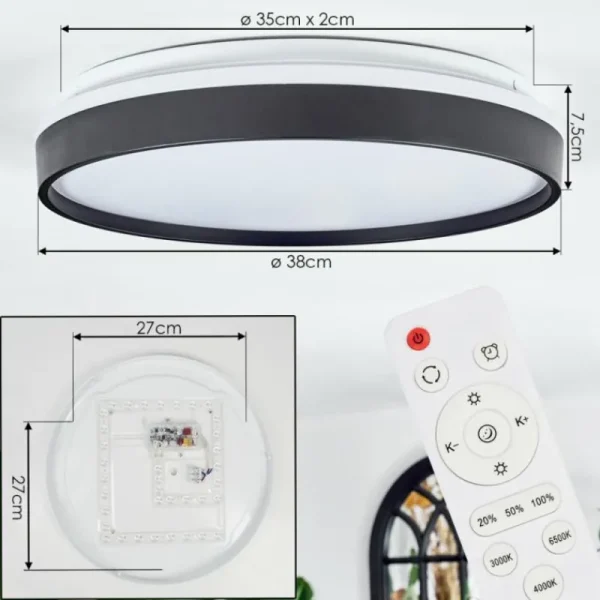 hofstein Sofo Plafonnier, Panel LED Blanc, 1 lumière, Télécommandes* Lampes Modernes