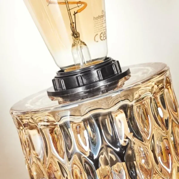 hofstein Sonhim Lampe à poser Ambre, Noir, 1 lumière* Lampes En Verre
