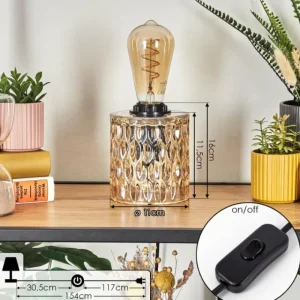 hofstein Sonhim Lampe à poser Ambre, Noir, 1 lumière* Lampes En Verre