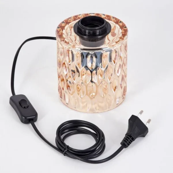hofstein Sonhim Lampe à poser Ambre, Noir, 1 lumière* Lampes En Verre