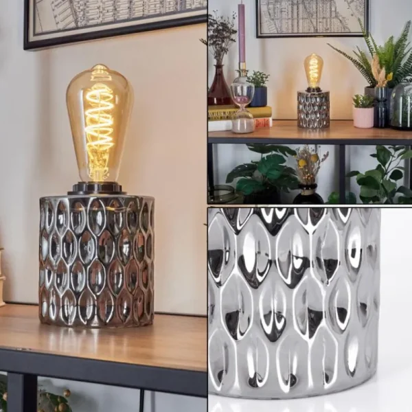 hofstein Sonhim Lampe à poser Chrome, Fumée, Noir, 1 lumière* Lampes Modernes