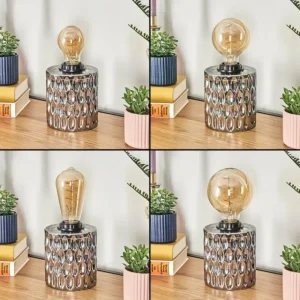 hofstein Sonhim Lampe à poser Chrome, Fumée, Noir, 1 lumière* Lampes Modernes
