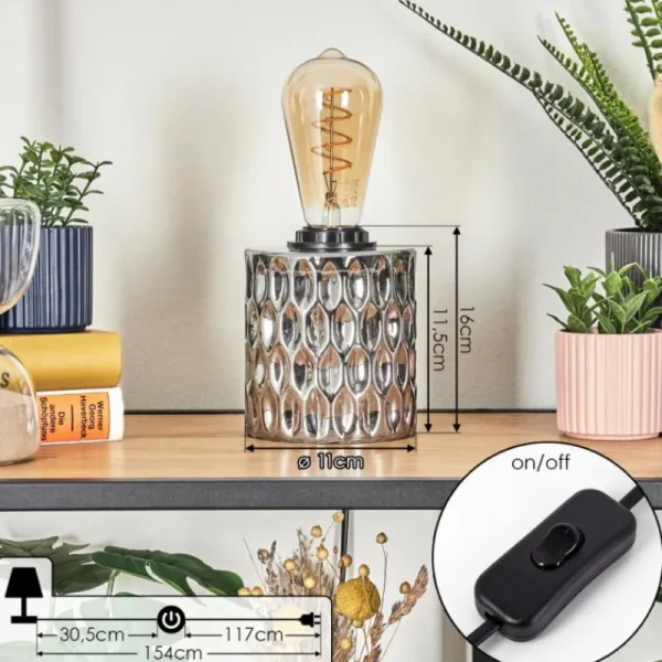 hofstein Sonhim Lampe à poser Chrome, Fumée, Noir, 1 lumière* Lampes Modernes