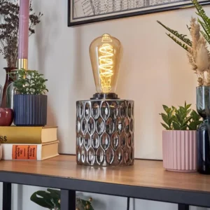 hofstein Sonhim Lampe à poser Chrome, Fumée, Noir, 1 lumière* Lampes Modernes
