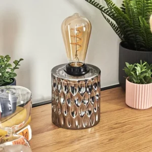 hofstein Sonhim Lampe à poser Chrome, Fumée, Noir, 1 lumière* Lampes Modernes