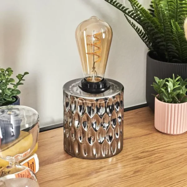 hofstein Sonhim Lampe à poser Chrome, Fumée, Noir, 1 lumière* Lampes Modernes