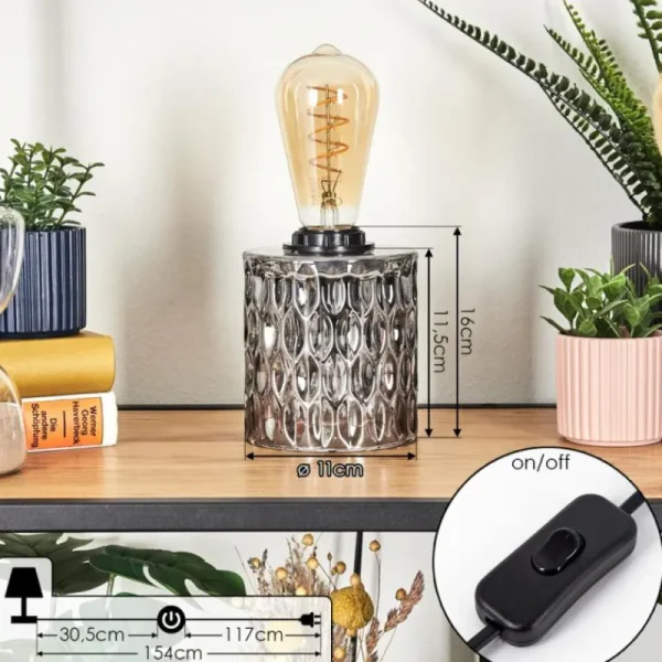 hofstein Sonhim Lampe à poser Fumée, Noir, 1 lumière* Lampes Modernes