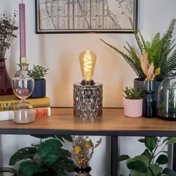 hofstein Sonhim Lampe à poser Fumée, Noir, 1 lumière* Lampes Modernes
