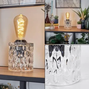 hofstein Sonhim Lampe à poser Noir, Transparent, 1 lumière* Lampes En Verre