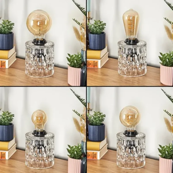 hofstein Sonhim Lampe à poser Noir, Transparent, 1 lumière* Lampes En Verre