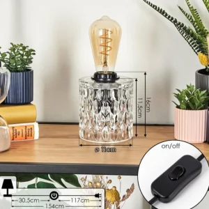 hofstein Sonhim Lampe à poser Noir, Transparent, 1 lumière* Lampes En Verre