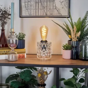 hofstein Sonhim Lampe à poser Noir, Transparent, 1 lumière* Lampes En Verre