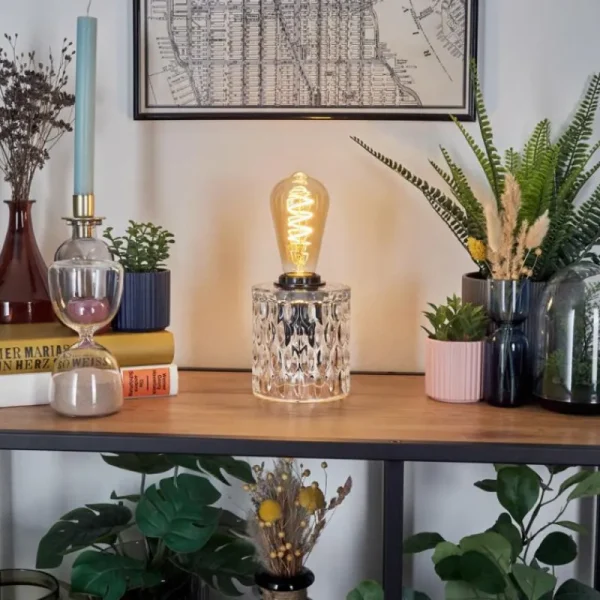 hofstein Sonhim Lampe à poser Noir, Transparent, 1 lumière* Lampes En Verre