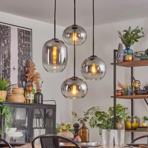 hofstein Soutinho Suspension, Boule lumineuse Clair, Fumé, 4 lumières* Lampes Modernes