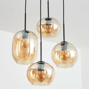 hofstein Soutinho Suspension, Boule lumineuse Ambre, 4 lumières* Lampes En Verre