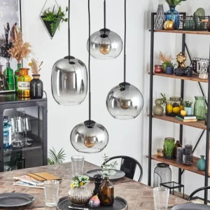 hofstein Soutinho Suspension, Boule lumineuse Clair, Fumé, 4 lumières* Lampes Modernes