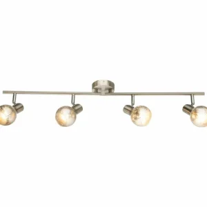 Luminaires Globo Lighting Spot de plafond Globo ZACATE Nickel mat, 4 lumières* Lampes En Verre