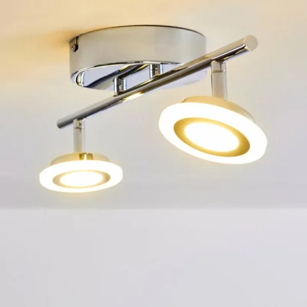 hofstein Spot de plafond Lucy LED Chrome, 2 lumières, Télécommandes, Changeur de couleurs* Lampes Modernes