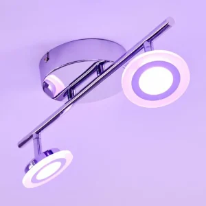hofstein Spot de plafond Lucy LED Chrome, 2 lumières, Télécommandes, Changeur de couleurs* Lampes Modernes