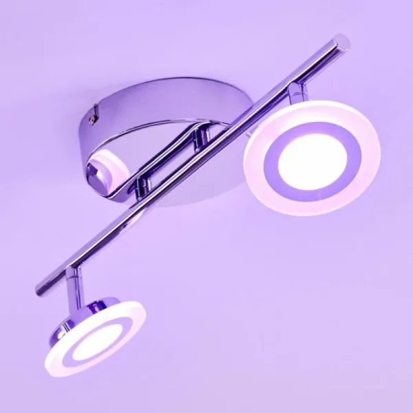 hofstein Spot de plafond Lucy LED Chrome, 2 lumières, Télécommandes, Changeur de couleurs* Lampes Modernes
