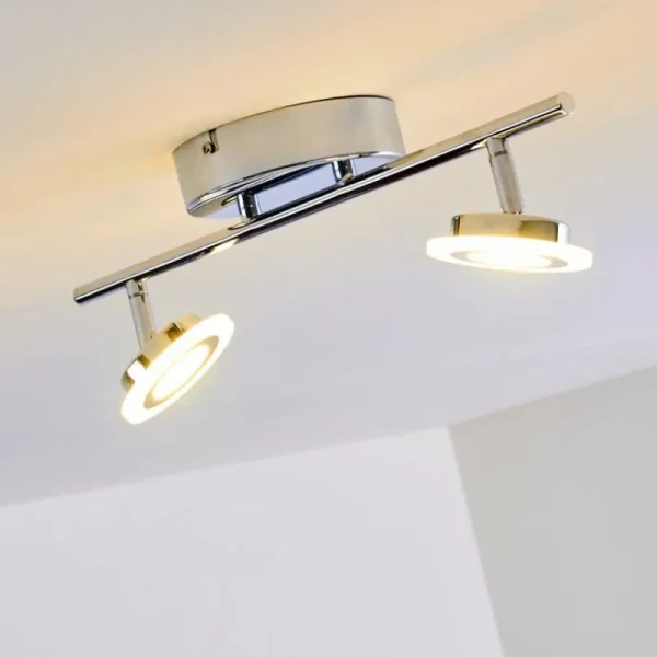 hofstein Spot de plafond Lucy LED Chrome, 2 lumières, Télécommandes, Changeur de couleurs* Lampes Modernes
